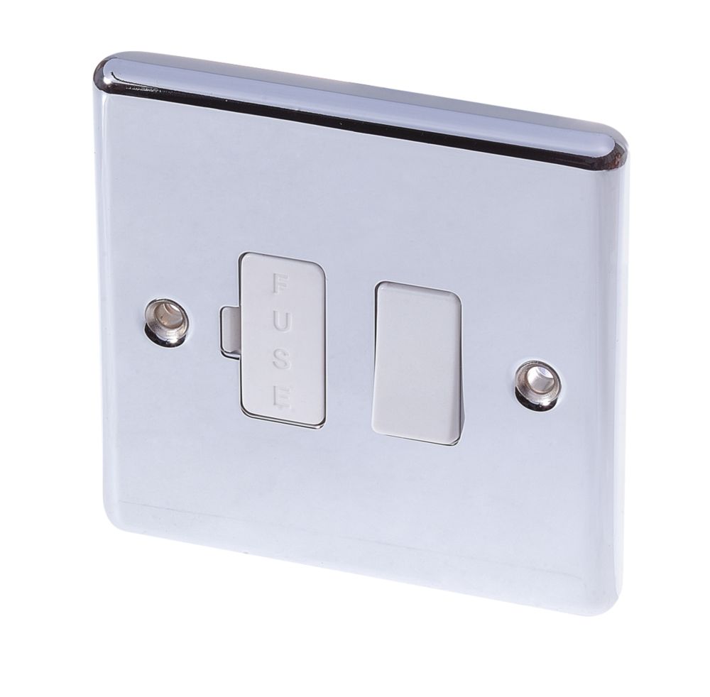 Image of LAP 13A Switched Fused Spur Polished Chrome with White Inserts 