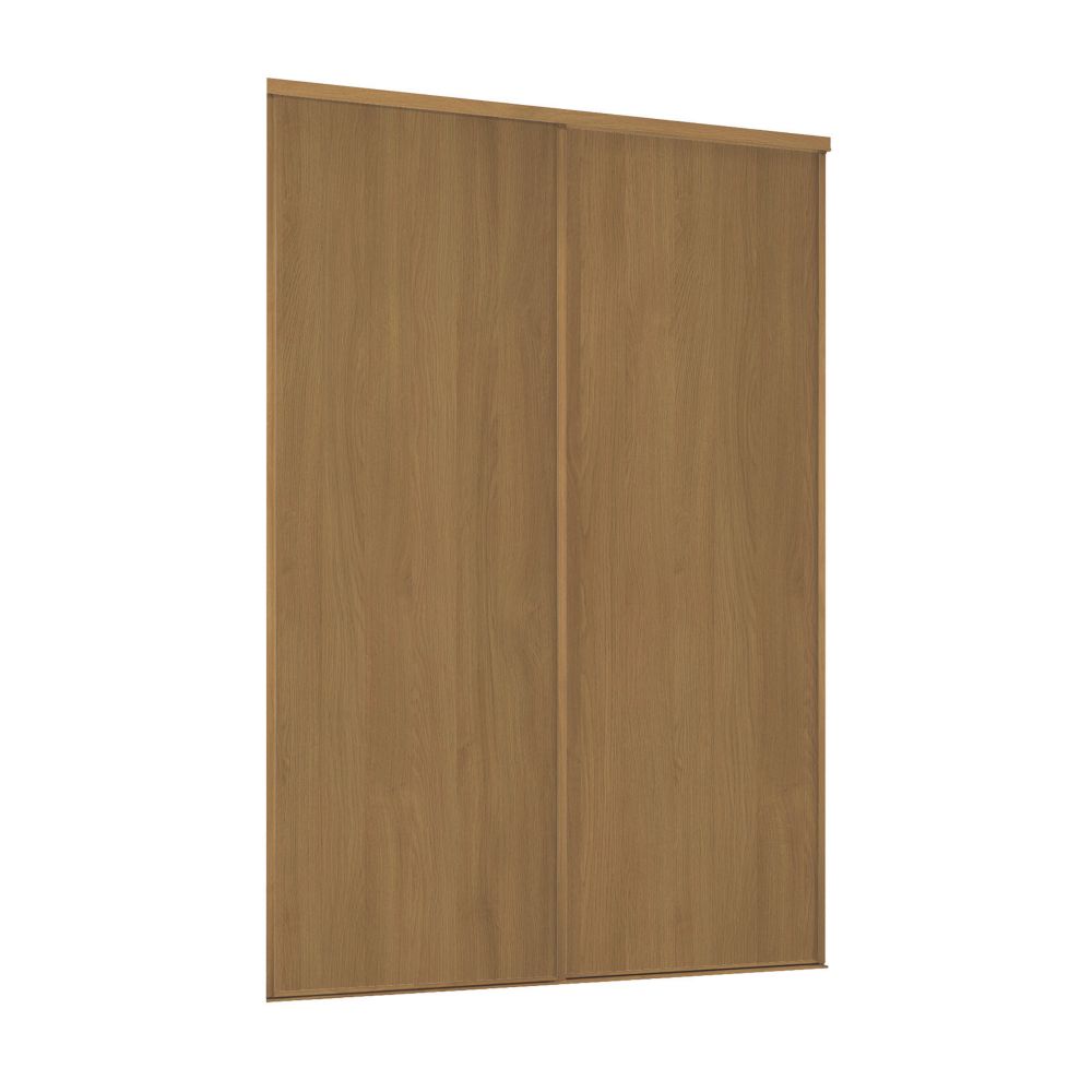 Image of Spacepro Classic 2-Door Sliding Wardrobe Door Kit Oak Frame Oak Panel 1489mm x 2260mm 
