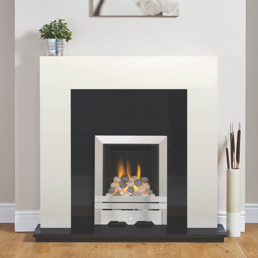 Image of Focal Point Lulworth Stainless Steel Slide Control Inset Gas Full Depth Fire 485mm x 180mm x 585mm 