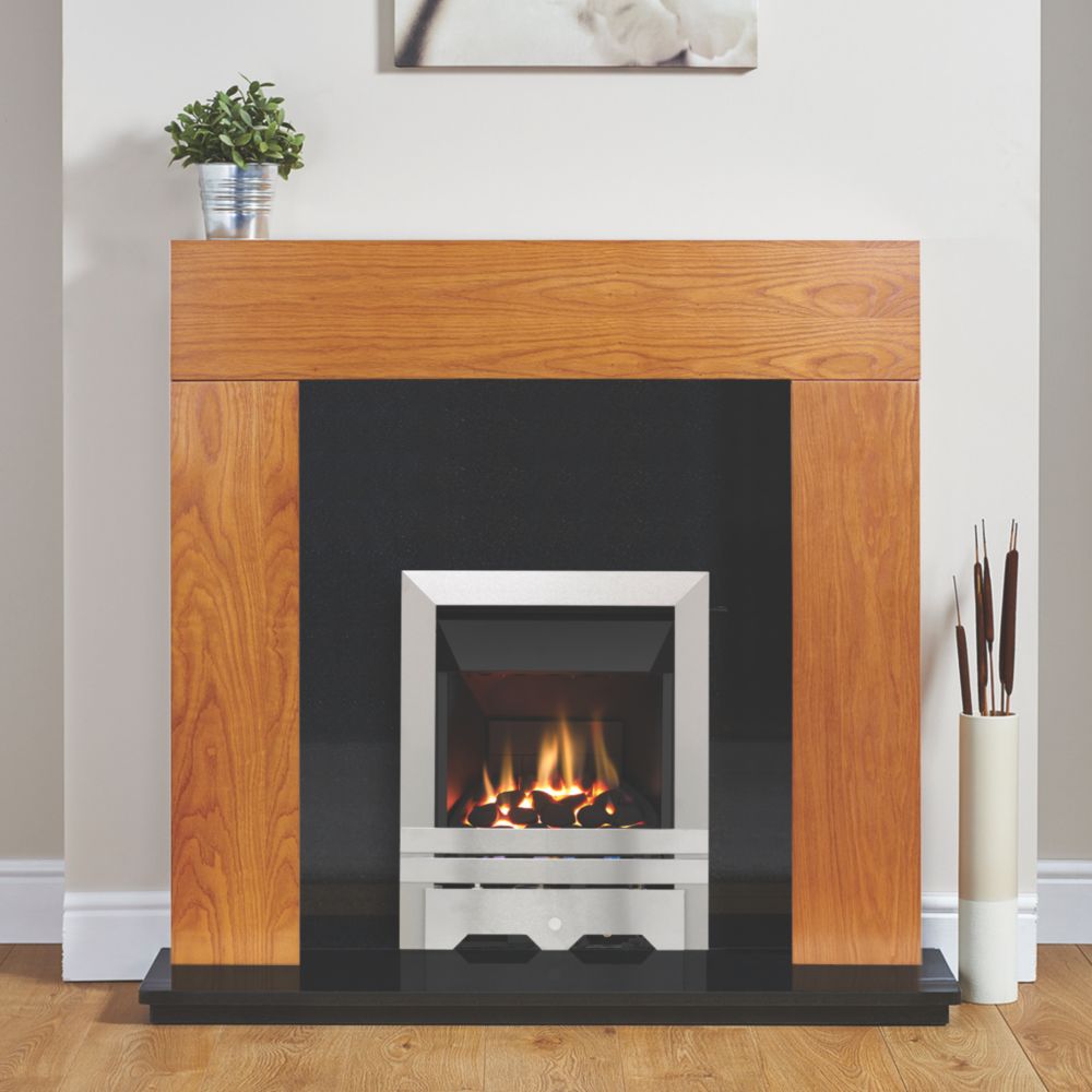 Image of Focal Point Lulworth Stainless Steel Slide Control Inset Gas High Efficiency Fire 500mm x 125mm x 585mm 