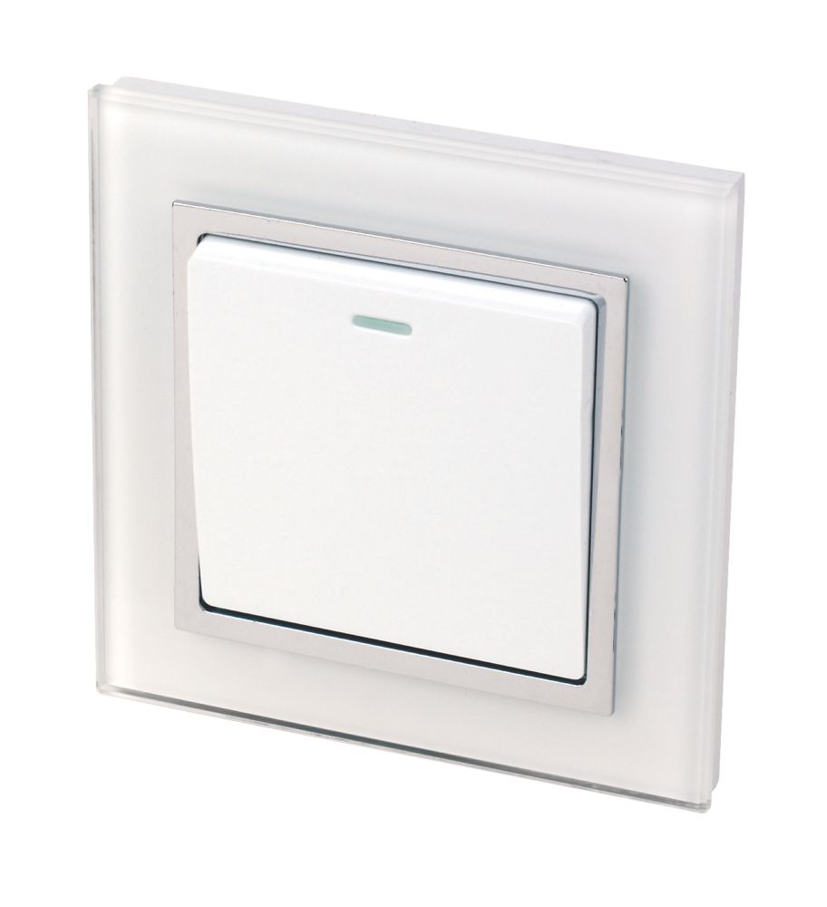 Image of Retrotouch Crystal 10A 1-Gang 2-Way Light Switch White Glass 