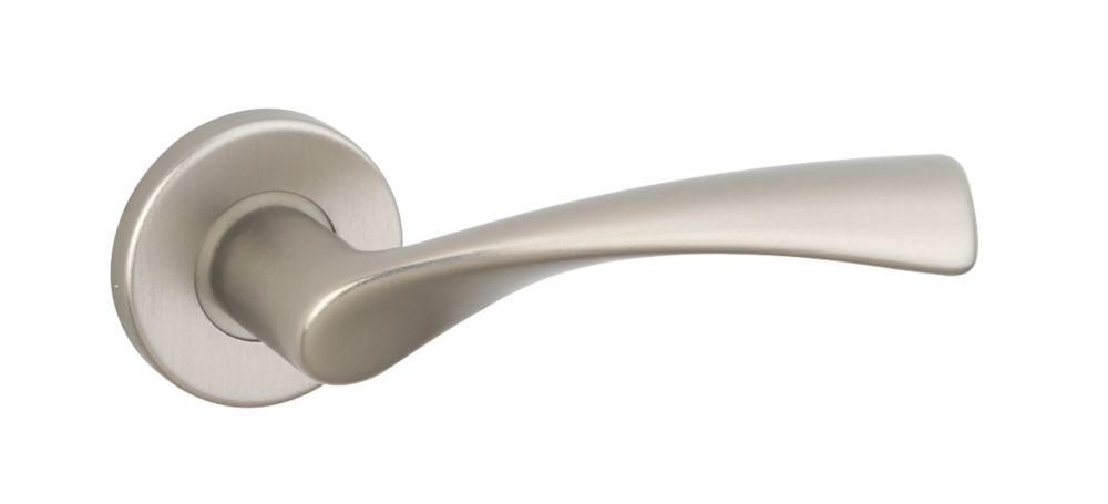 Image of Urfic Pro5/1640 Fire Rated Lever on Rose Door Handles Pair Satin Stainless Steel 