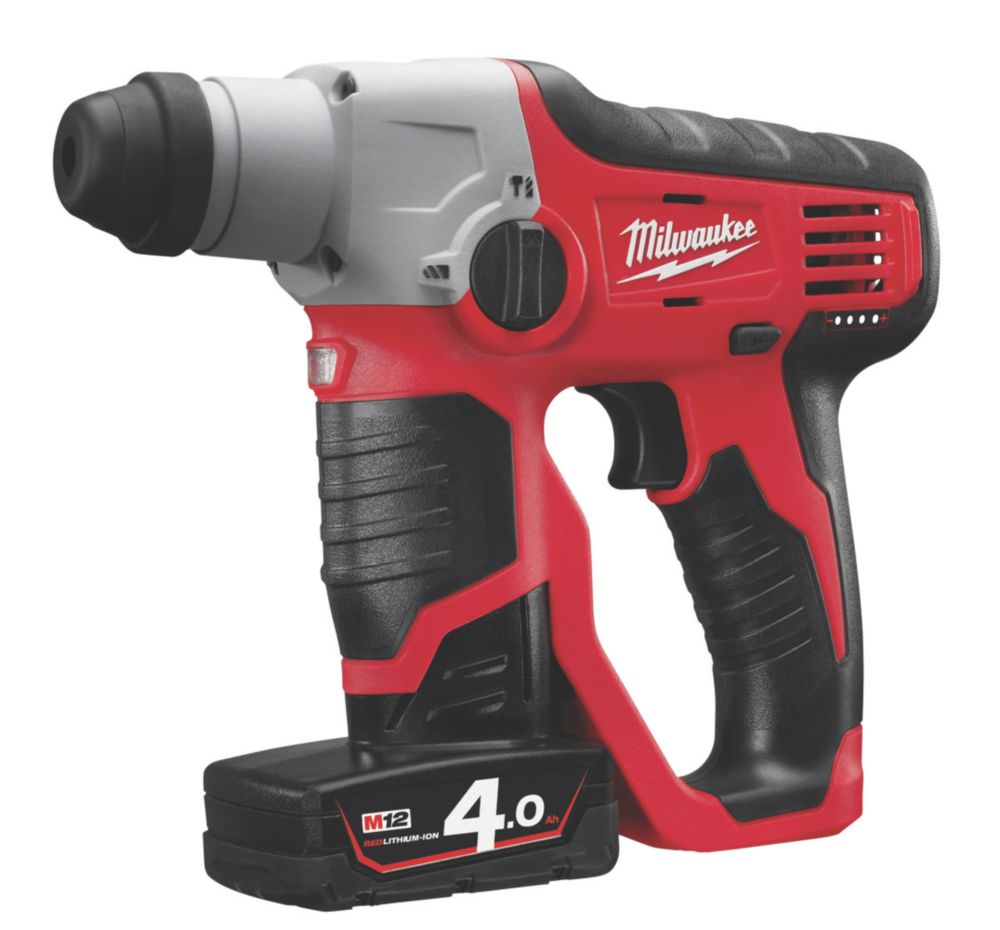 Image of Milwaukee M12 H-402C 1.8kg 12V 2 x 4.0Ah Li-Ion RedLithium Cordless SDS Plus Hammer Drill 