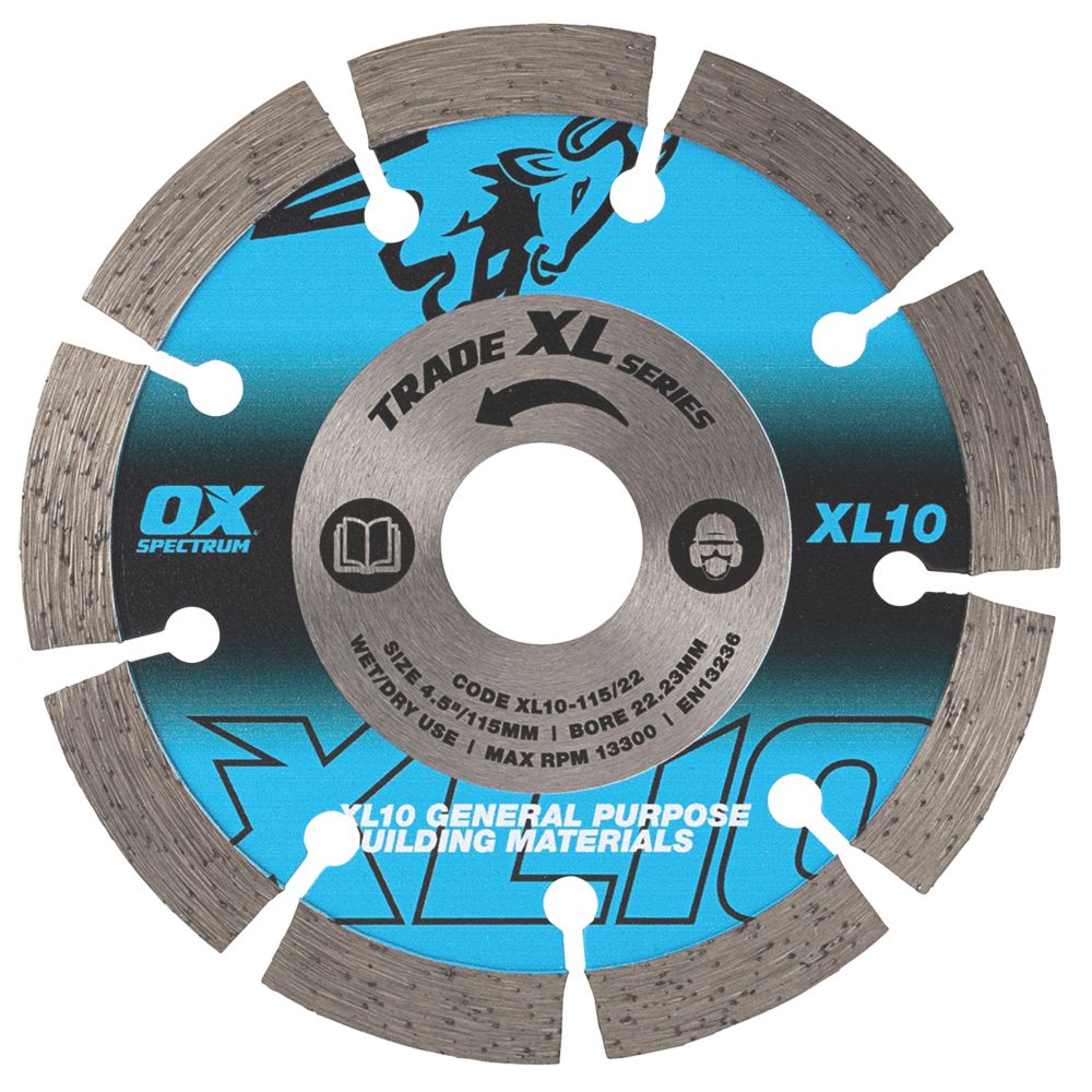 Image of OX Trade XL-10 Masonry Segmented Diamond Blade 115mm x 22.23mm 