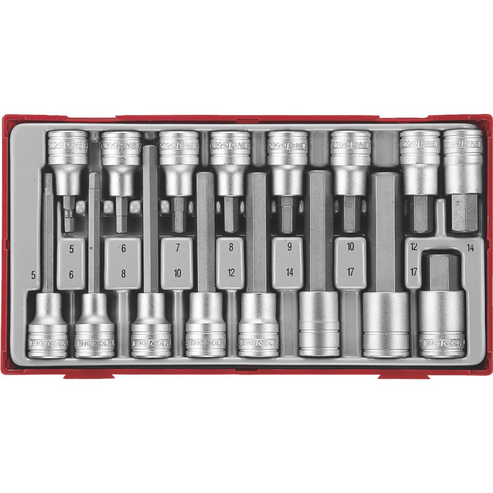 Image of Teng Tools TTHEX16 1/2" Drive Hex Bit Socket Set 16 Pieces 