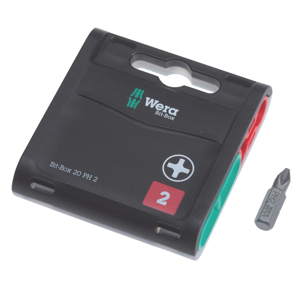 Image of Wera BiTorsion 851/1 H 1/4" 25mm Hex Shank PH2 Tough Bits 20 Pack 