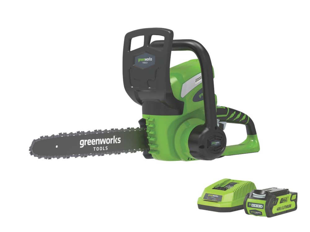 Image of Greenworks GWG40CS30 40V 1 x 2.0Ah Li-Ion Cordless 30cm Chainsaw 