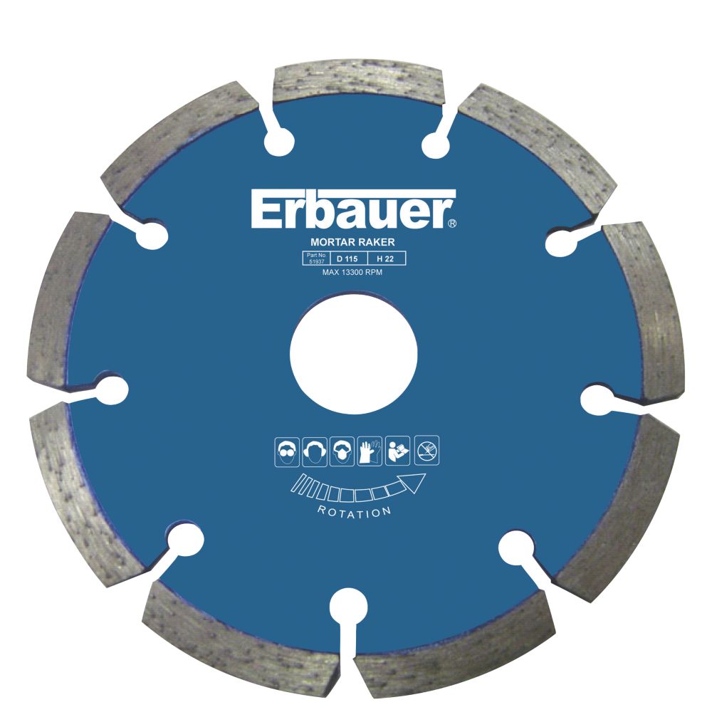 Image of Erbauer Masonry Mortar Raking Blade 115mm x 22.23mm 