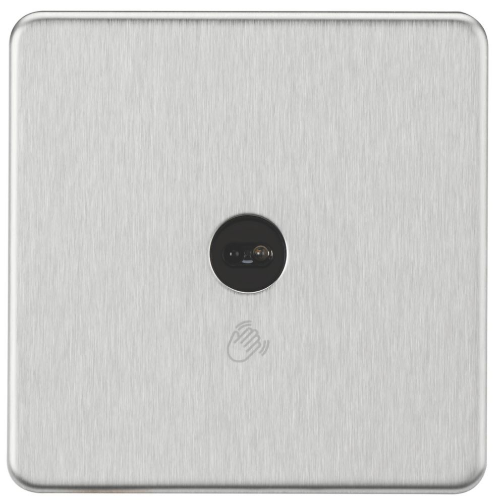 Image of Knightsbridge 2.1A 1-Gang 1-Way Light Switch Brushed Chrome with Black Inserts 