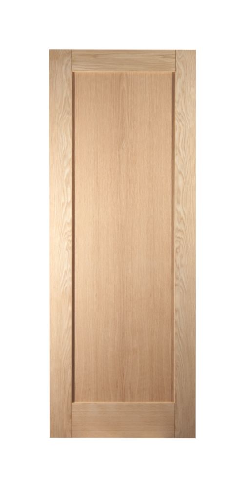 Image of Jeld-Wen Unfinished Oak Veneer Wooden 1-Panel Shaker Internal Door 2040mm x 826mm 