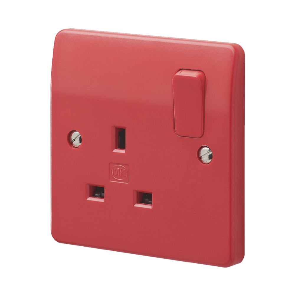 Image of MK Logic Plus 13A 1-Gang DP Switched Plug Socket Red 