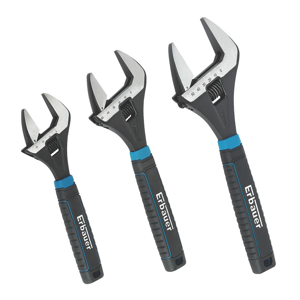 Image of Erbauer Adjustable Wrench Set 3 Pieces 