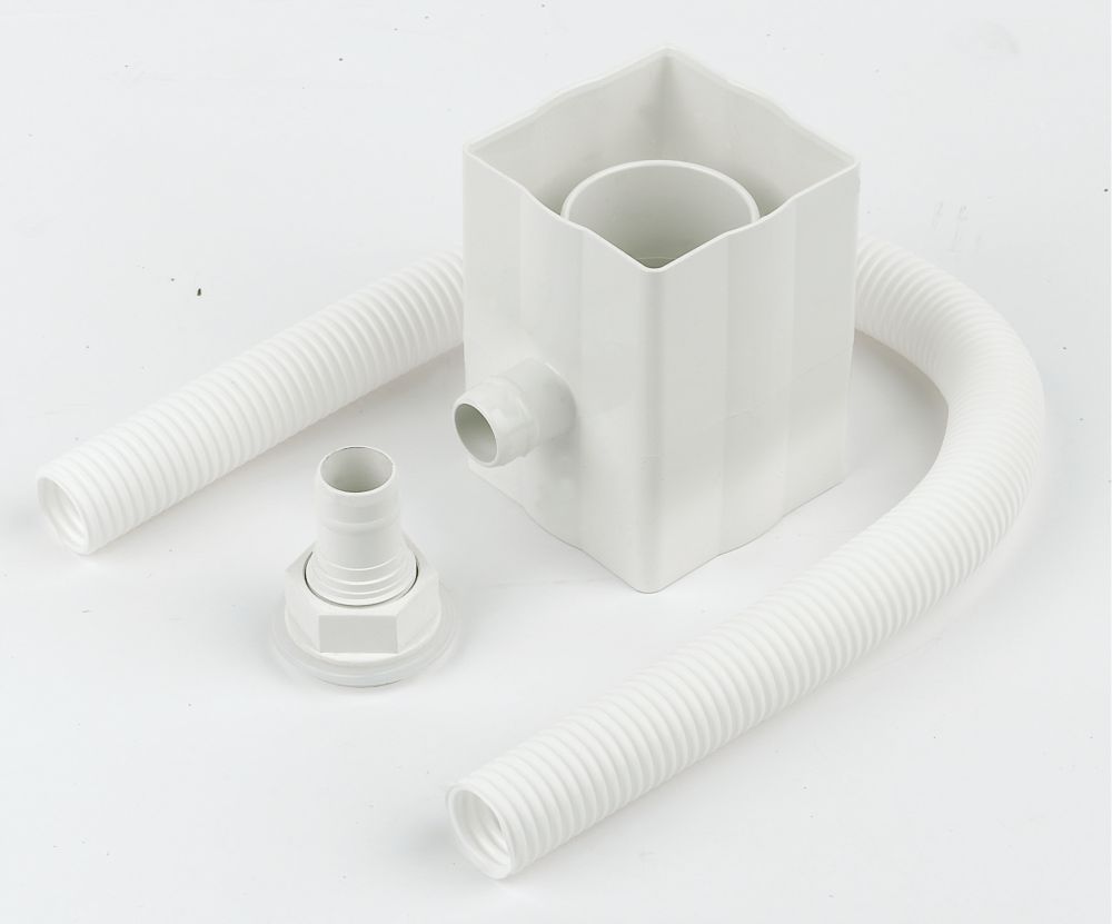 Image of FloPlast Square Line Square Rainwater Diverter White 65/68mm 
