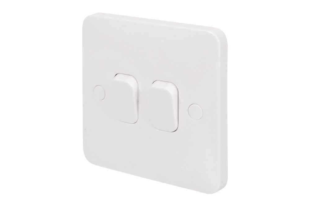 Image of Schneider Electric Lisse 10AX 2-Gang 2-Way 10AX Light Switch White 
