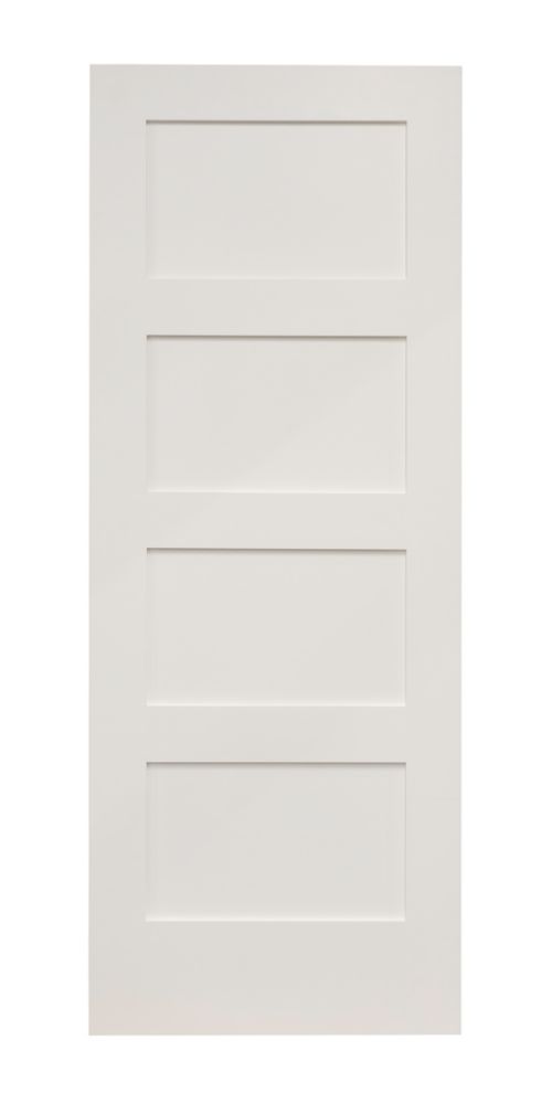 Image of Primed White Wooden 4-Panel Shaker Internal Door 1981mm x 686mm 
