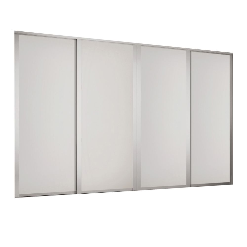 Image of Spacepro 4-Door Sliding Wardrobe Door Kit Dove Grey Frame Dove Grey Panel 2898mm x 2260mm 