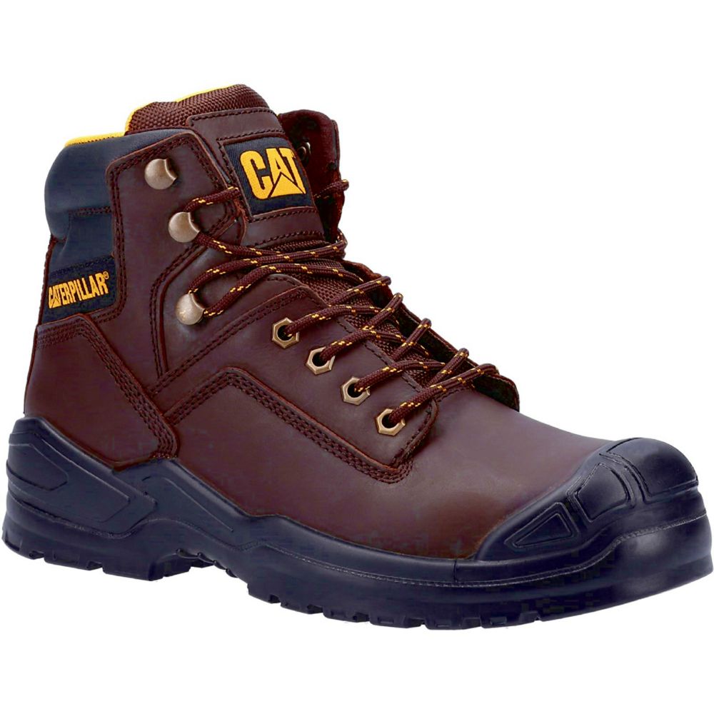 Image of CAT Striver Mid Safety Boots Brown Size 8 