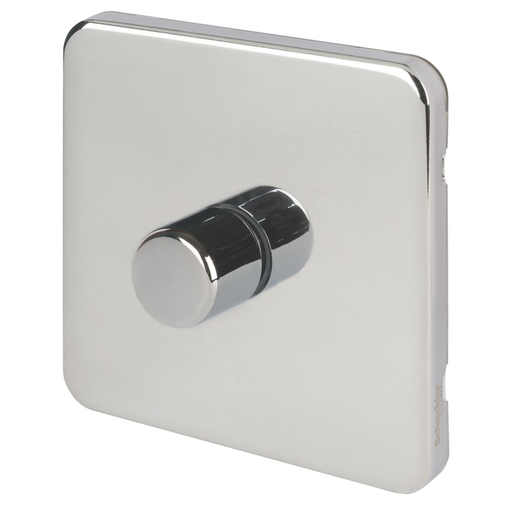 Image of Schneider Electric Lisse Deco 1-Gang 1-Way Dimmer Switch Polished Chrome 