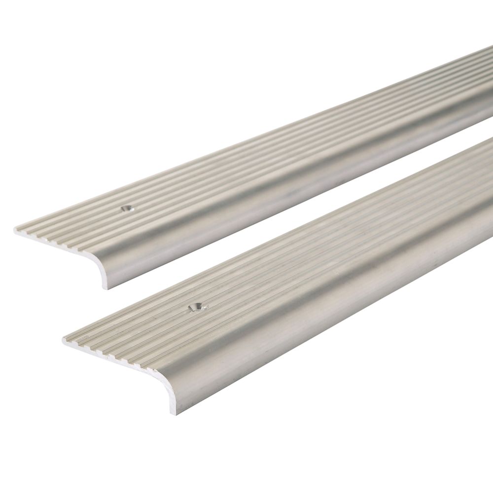 Image of Stormguard Grey Aluminium Stair Tread Cover 1000mm x 57mm x 15mm 2 Pack 