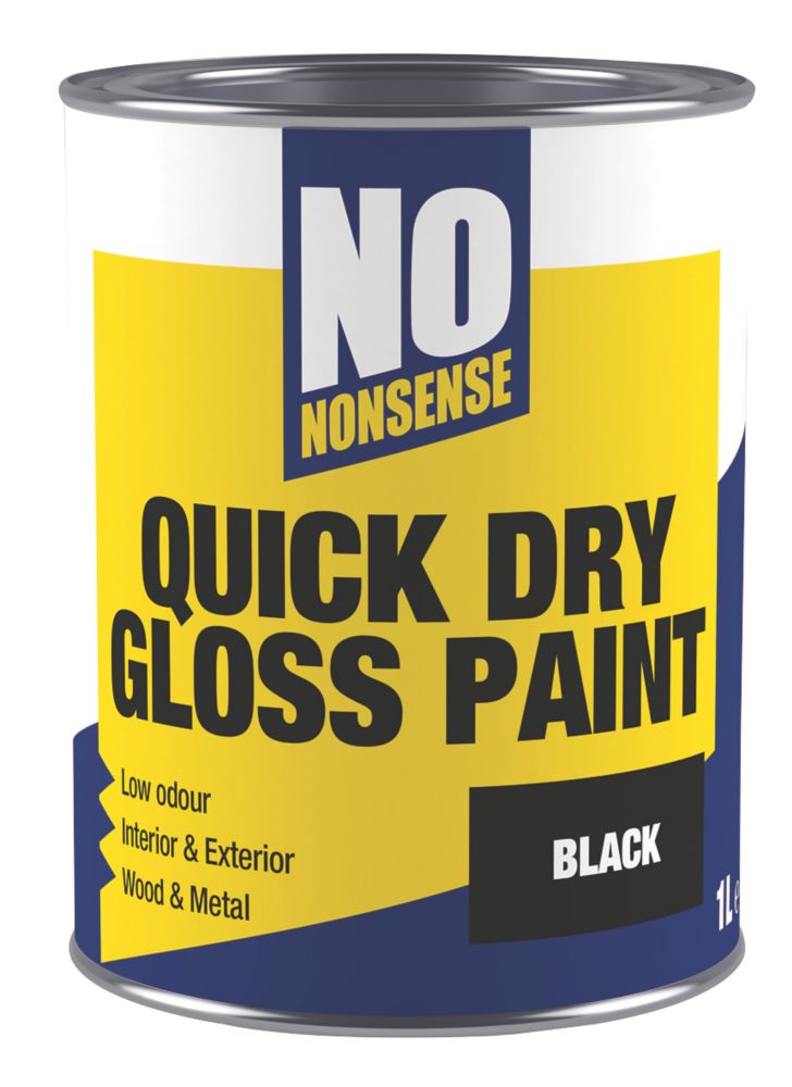 Image of No Nonsense Gloss Black Acrylic Water-Based Paint 1Ltr 