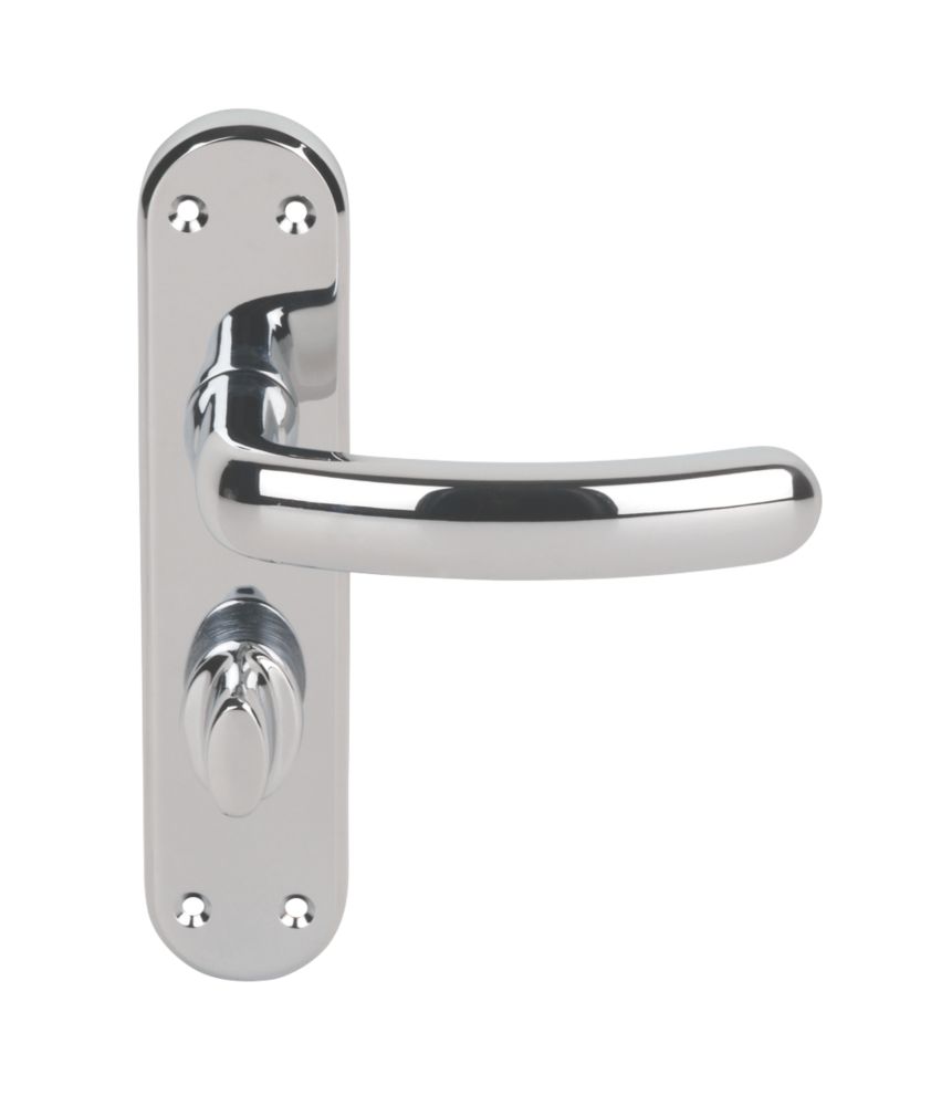 Image of Serozzetta Shape Fire Rated LoB Latch Door Handles Pair Polished Chrome 