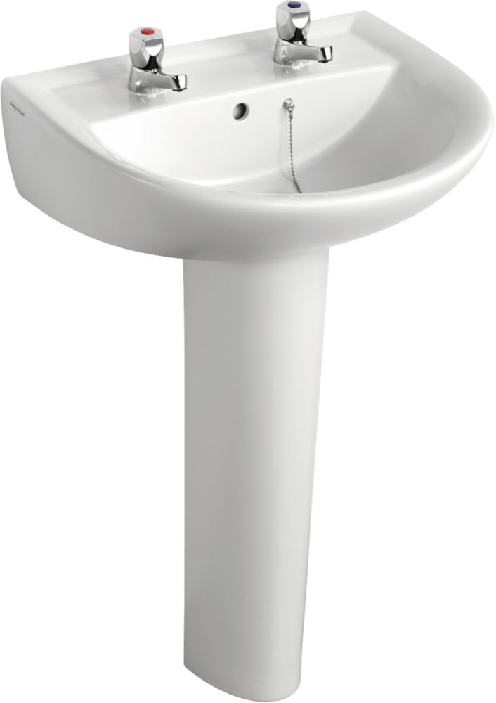 Image of Armitage Shanks Sandringham 21 Full Pedestal Basin 2 Tap Holes 550mm 