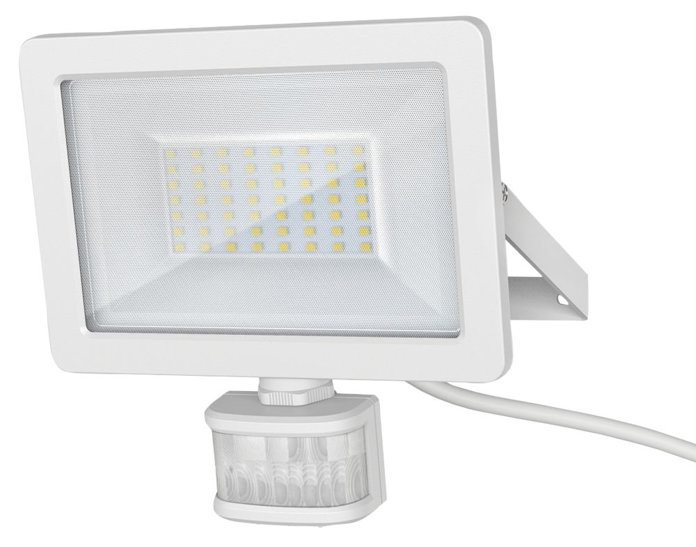 Image of LAP Weyburn Outdoor LED Floodlight With PIR Sensor White 30W 3000lm 