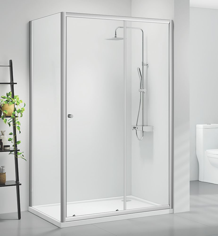 Image of Triton Neo Six Framed Rectangular Sliding Door Shower Enclosure Reversible Chrome 900mm x 900mm x 1850mm 