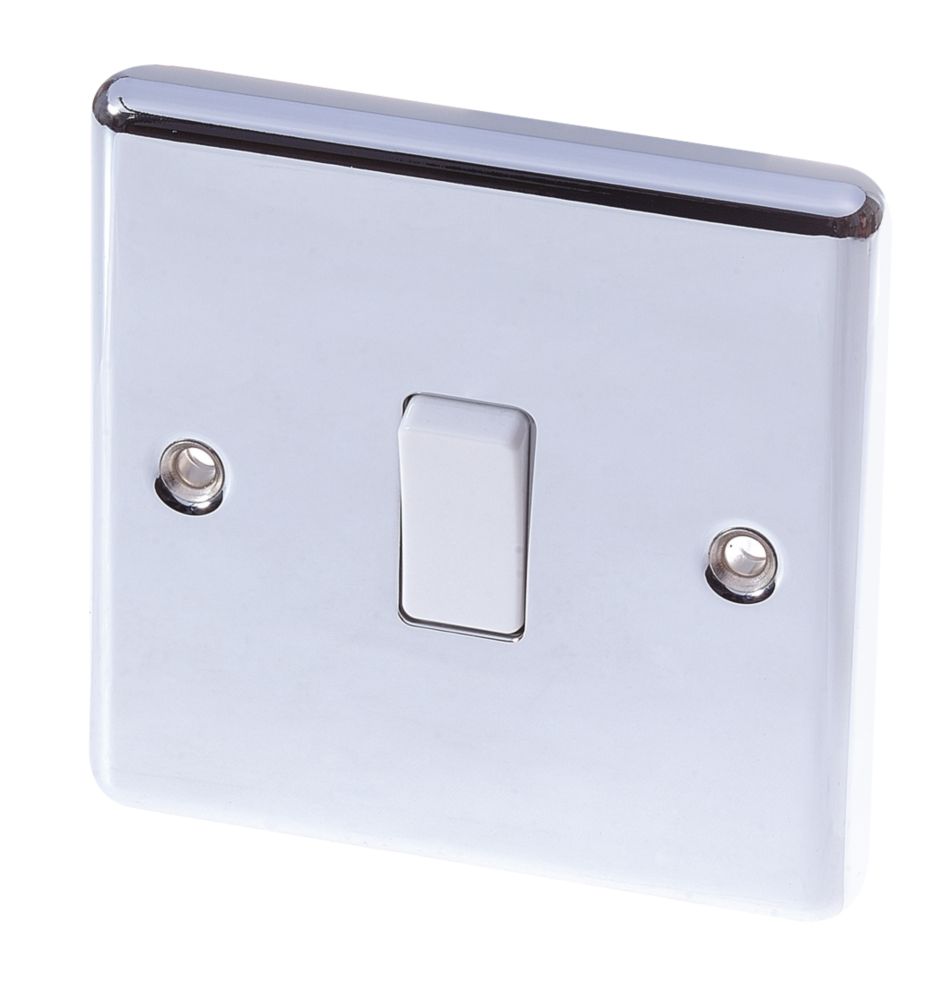 Image of LAP 10AX 1-Gang Intermediate Switch Polished Chrome with White Inserts 