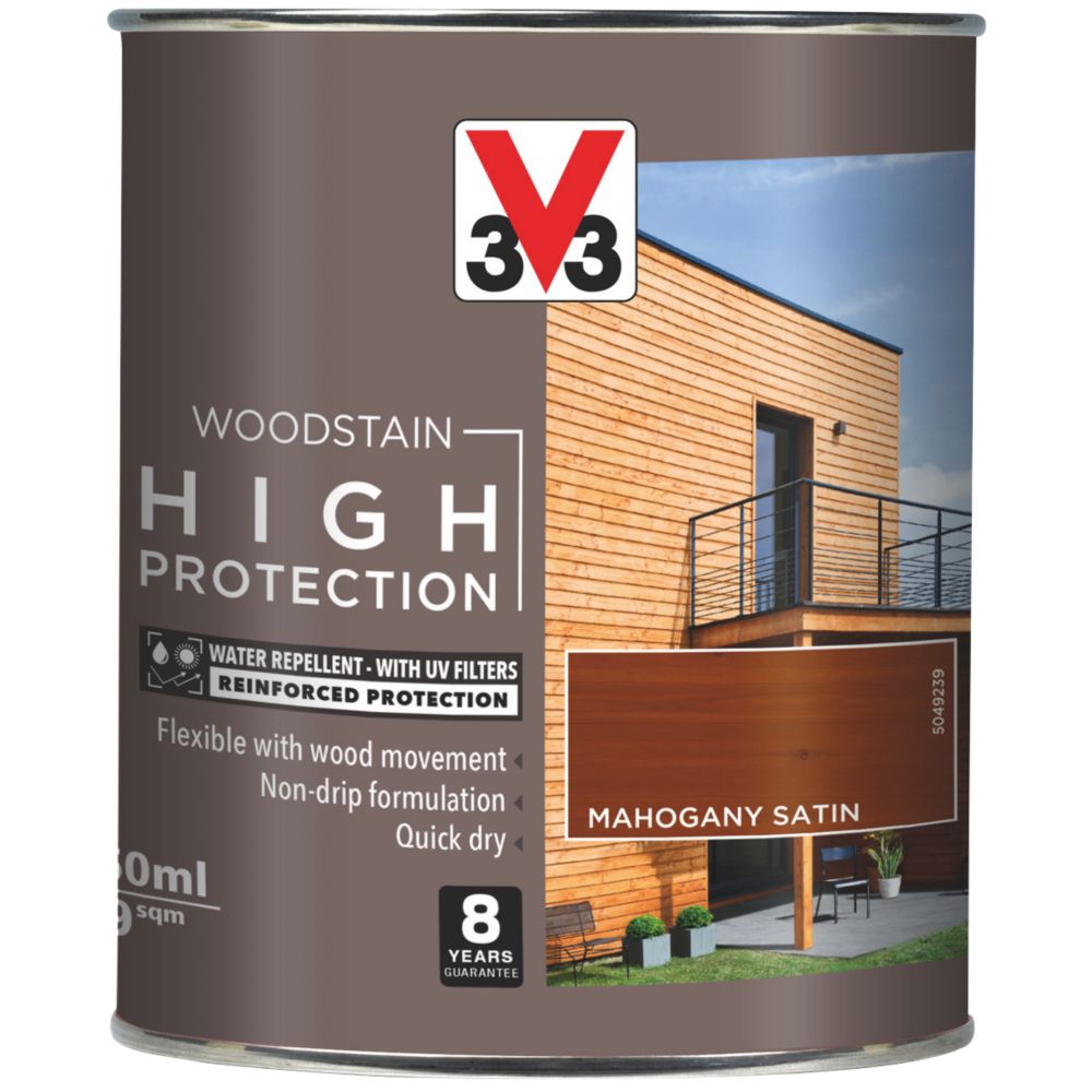 Image of V33 High-Protection Exterior Woodstain Satin Mahogany 750ml 