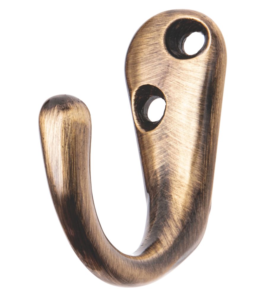 Image of Smith & Locke Robe Hooks Antique Brass 48mm 5 Pack 