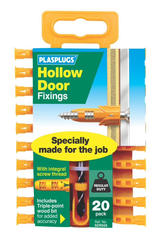Image of Plasplugs Hollow Door Fixings 6mm x 23mm 20 Pack 