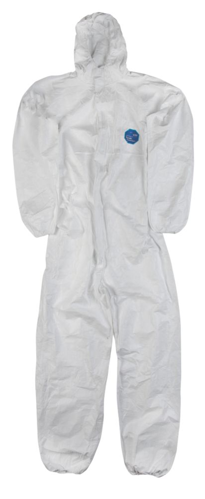 Image of DuPont Tyvek CH5 Classic Hooded Disposable Coverall White Large 40-42" Chest 32" L 