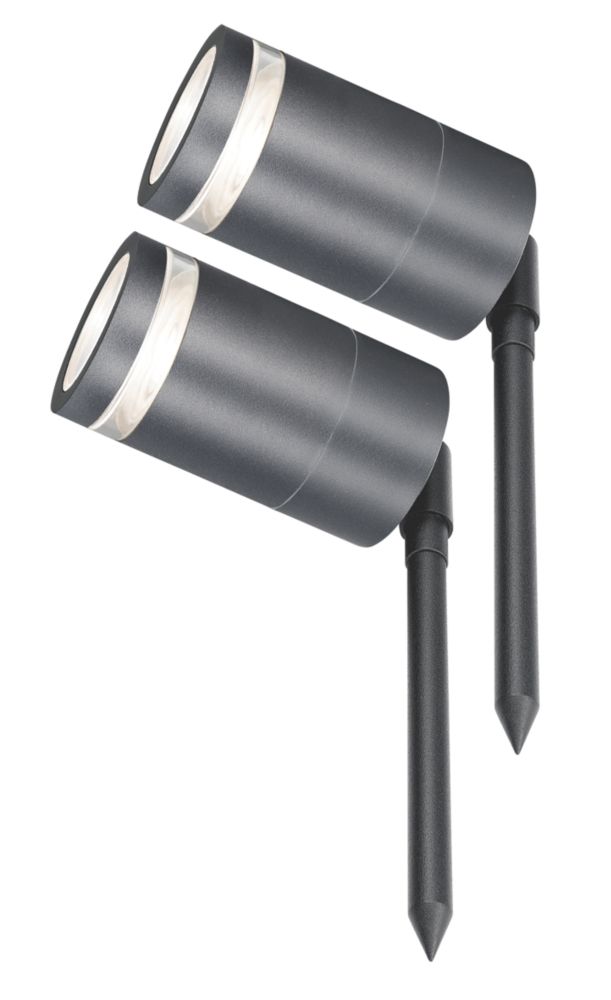 Image of 4lite WiZ Marinus Outdoor GU10 Spike Light Anthracite Grey 2 Pack 