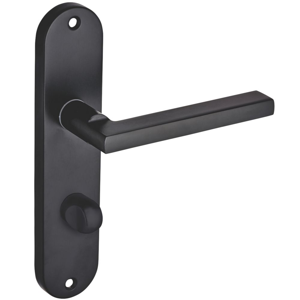 Image of Smith & Locke Murlough Fire Rated WC Door Handles Pair Matt Black 