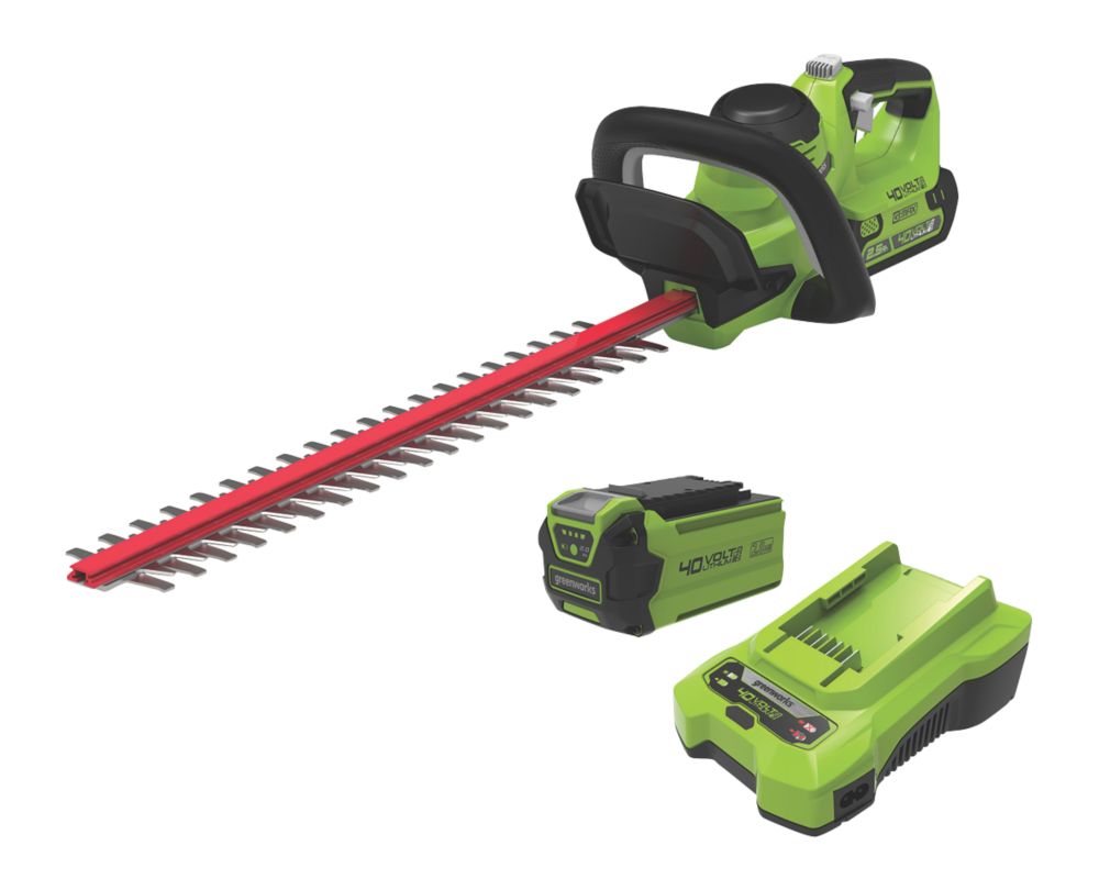 Image of Greenworks GWG40HT61K2 61cm 40V 1 x 2.0Ah Li-Ion Cordless Hedge Trimmer 