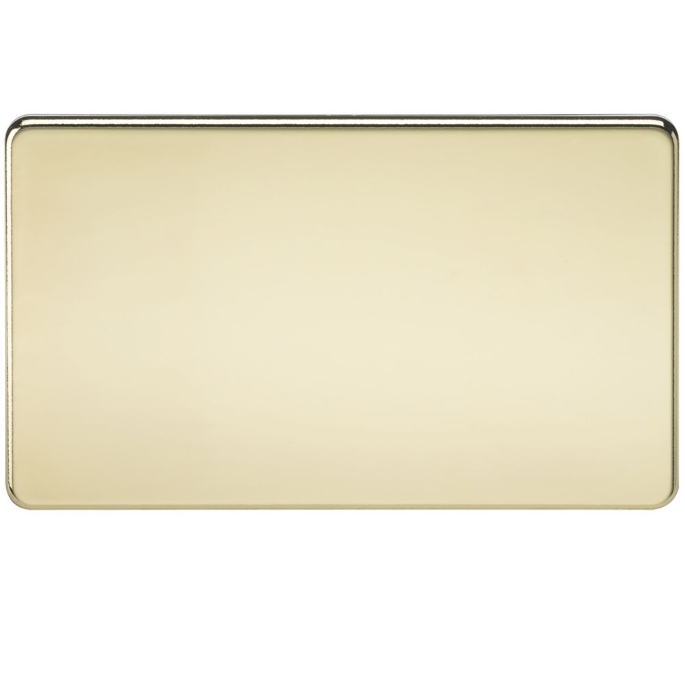 Image of Knightsbridge 2-Gang Blanking Plate Polished Brass 