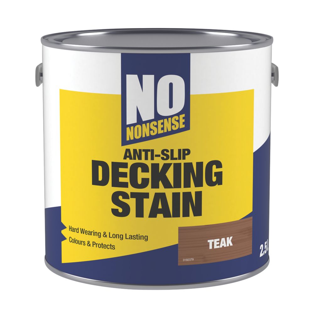 Image of No Nonsense Anti-Slip Quick-Drying Decking Stain Teak 2.5Ltr 