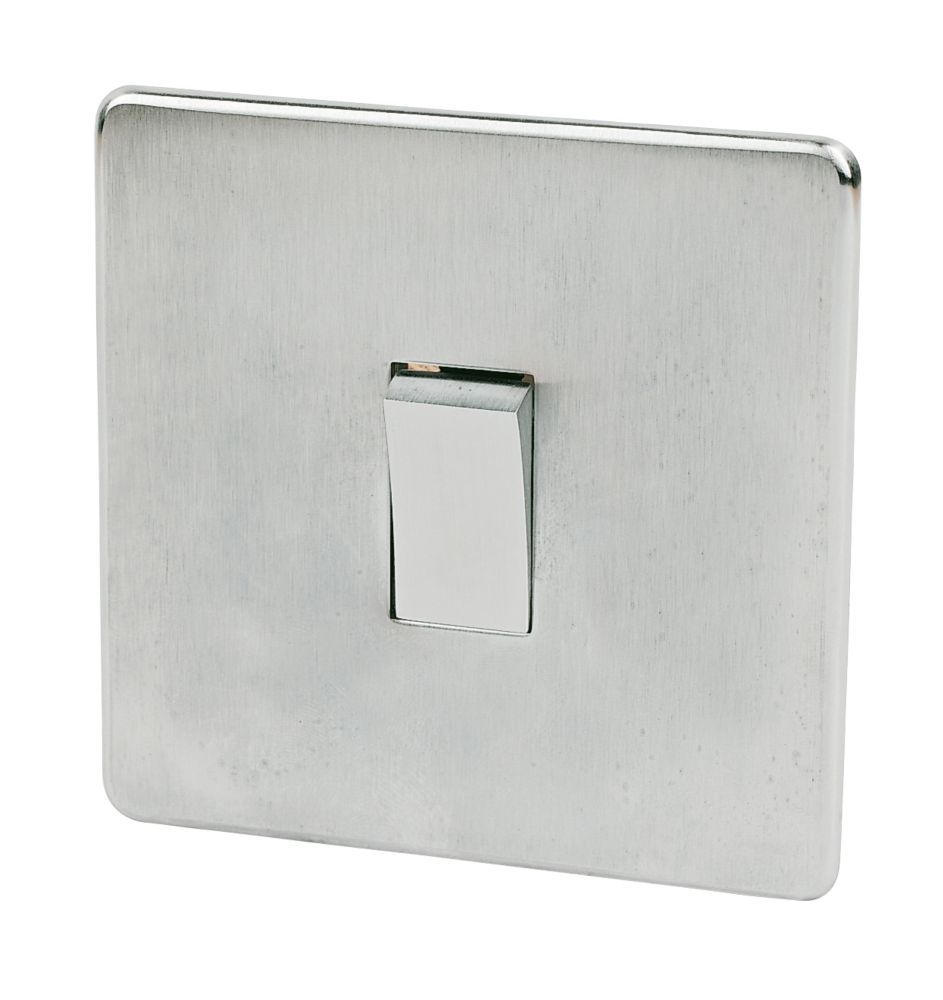 Image of Crabtree Platinum 10AX 1-Gang 2-Way Light Switch Satin Chrome 