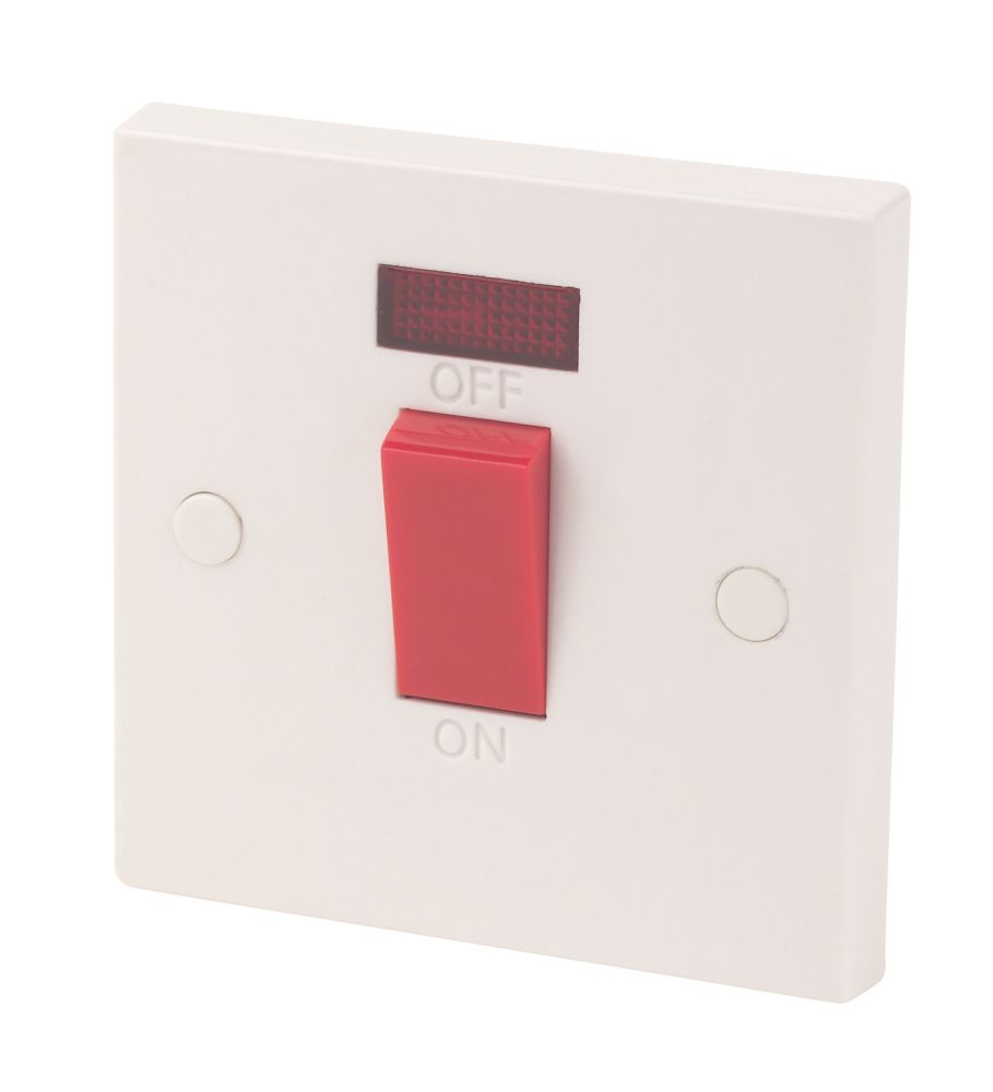 Image of 45A 1-Gang DP Cooker Switch White with Neon 