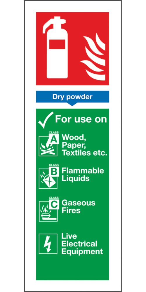 Image of Non Photoluminescent Dry Powder Extinguisher ID Signs 300mm x 100mm 100 Pack 