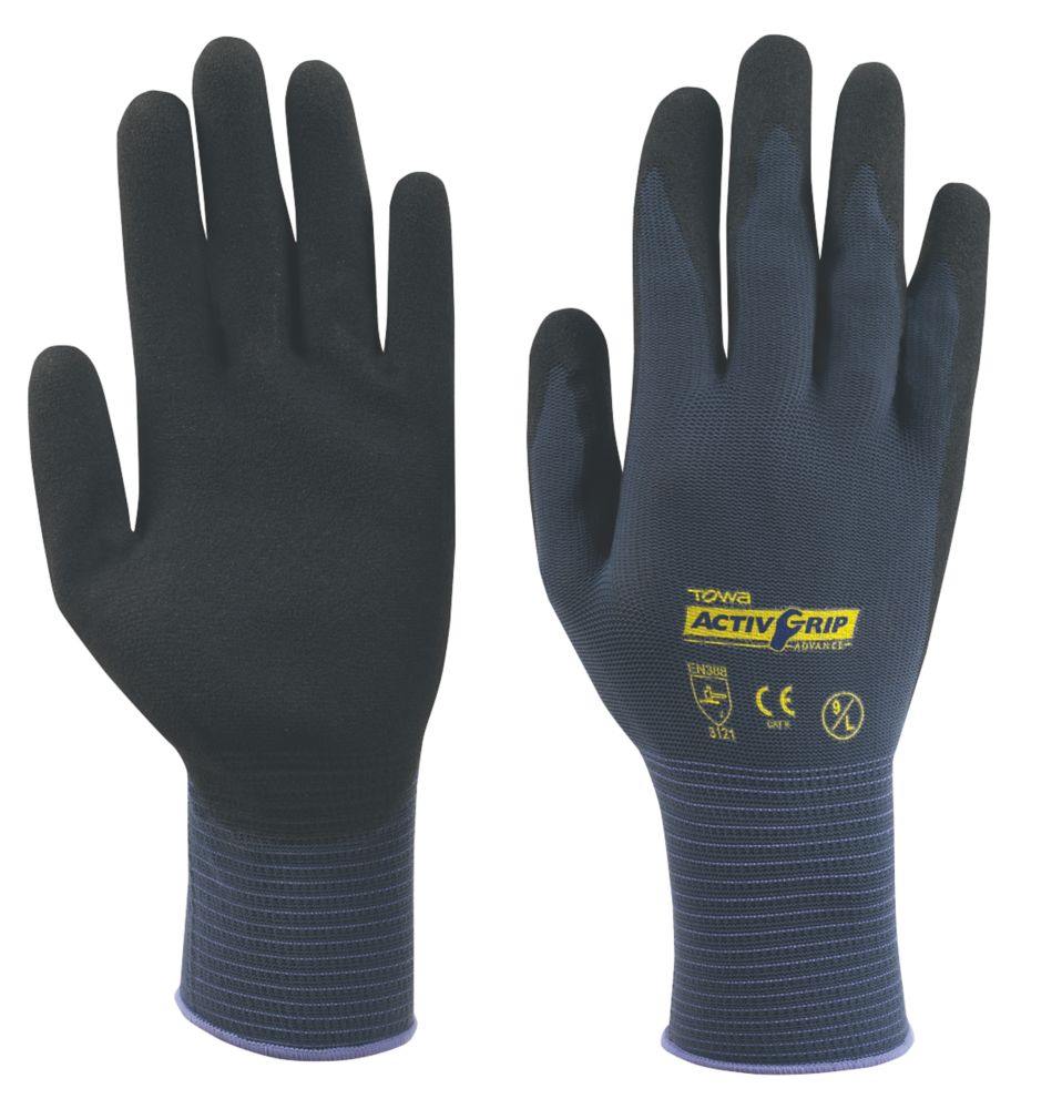 Image of Towa Activgrip Advance Nitrile Palm-Coated Gloves Purple Large 