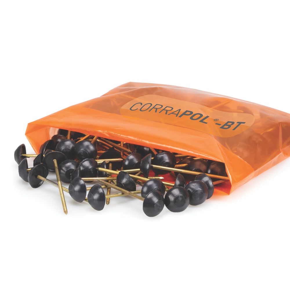 Image of Corrapol-BT Corrugated Bitumen Fixing Pins Black 80mm x 20mm 100 Pack 