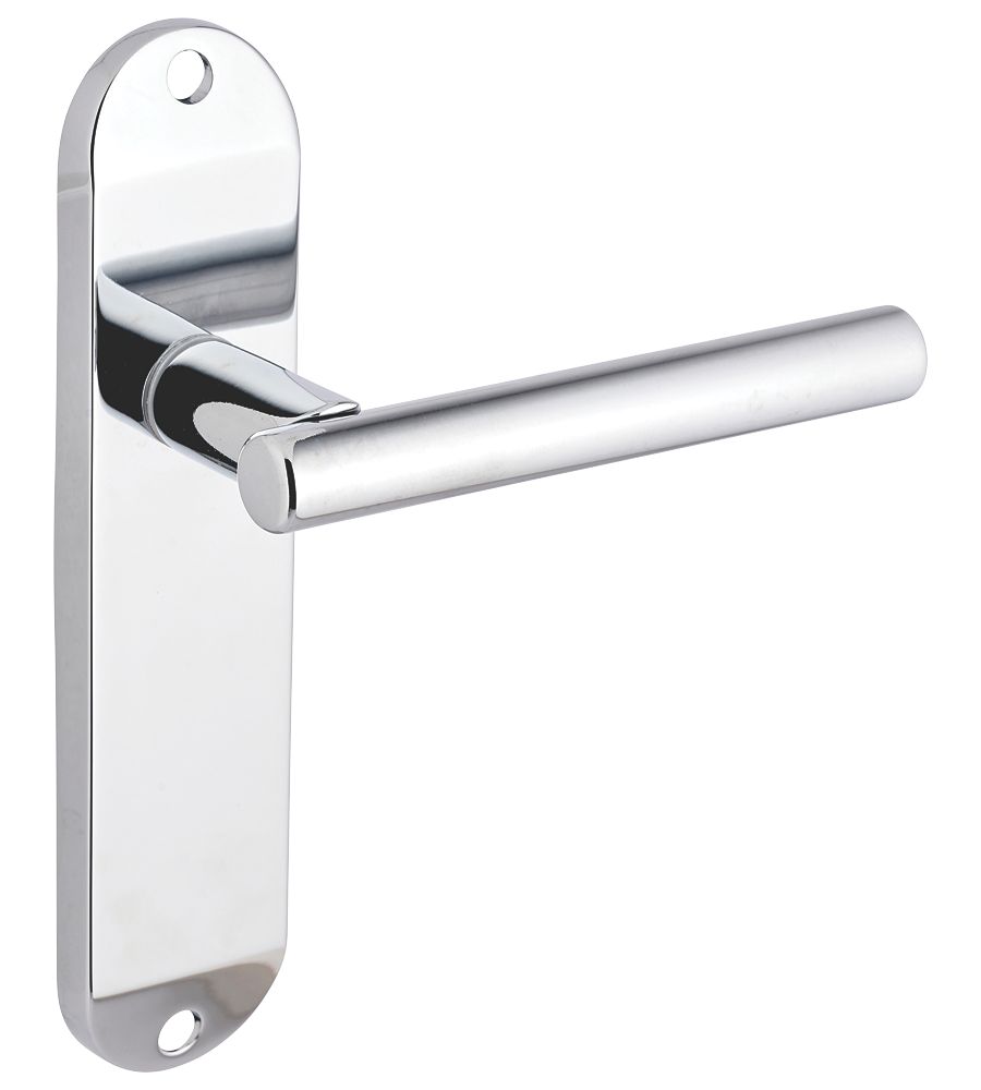 Image of Smith & Locke Asker Fire Rated Latch Lever Door Handles Pair Polished Chrome 