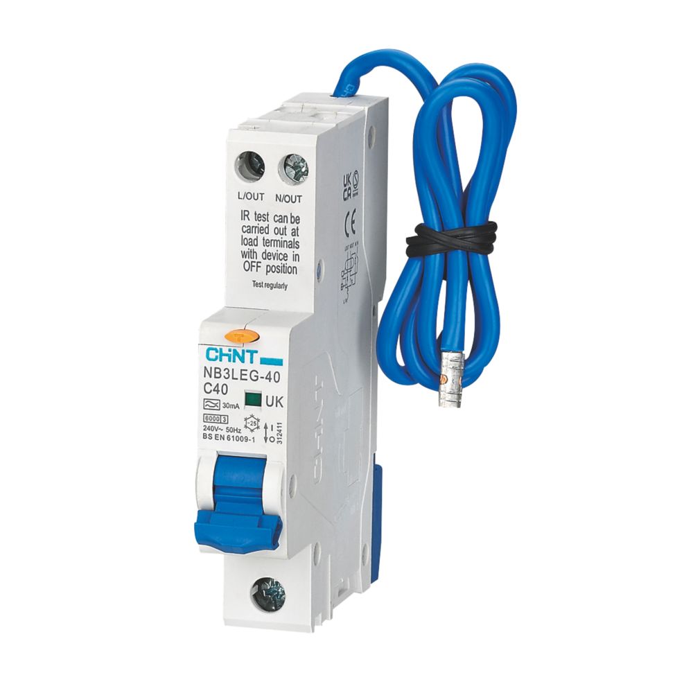Image of Chint NB3LEG-40 Series 40A 30mA SP & N Type C RCBO 