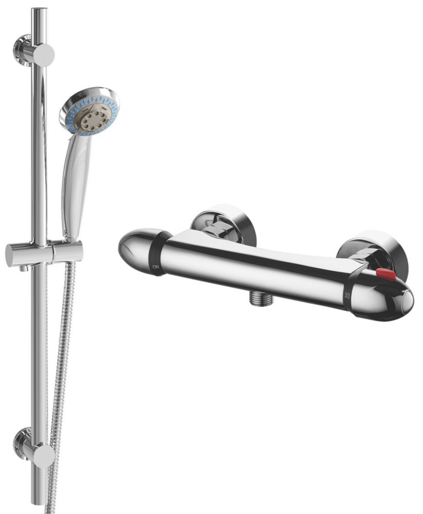 Image of ETAL Squire Rear-Fed Exposed Polished Chrome Thermostatic Bar Mixer Shower 
