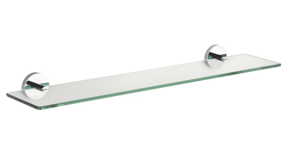 Image of Croydex Pendle Chrome Zinc Alloy Flexi-Fix Glass Bathroom Shelf 590mm x 135mm x 54mm 