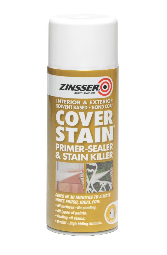 Image of Zinsser Matt Cover Stain Spray White 400ml 