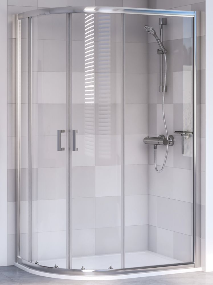 Image of Aqualux Edge 8 Framed Offset Quadrant Shower Enclosure & Tray Left-Hand Silver Effect 1200mm x 800mm x 2000mm 