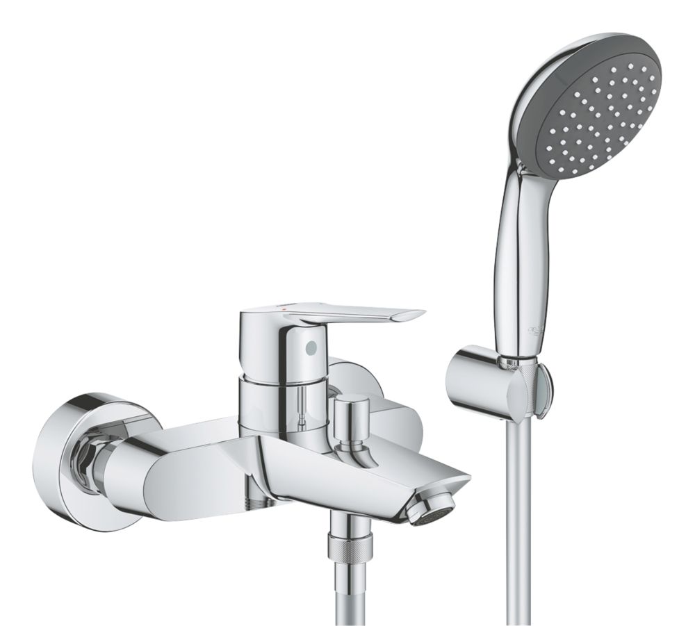 Image of Grohe Quickfix Start Wall-Mounted Bath/Shower Mixer Set StarLight Chrome 